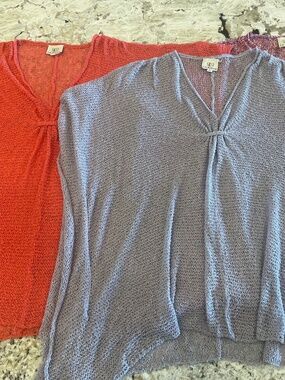 LA BLEND Lot of 3 M Oversized Open Weave Lightweight Summer Spring Airy Sweaters